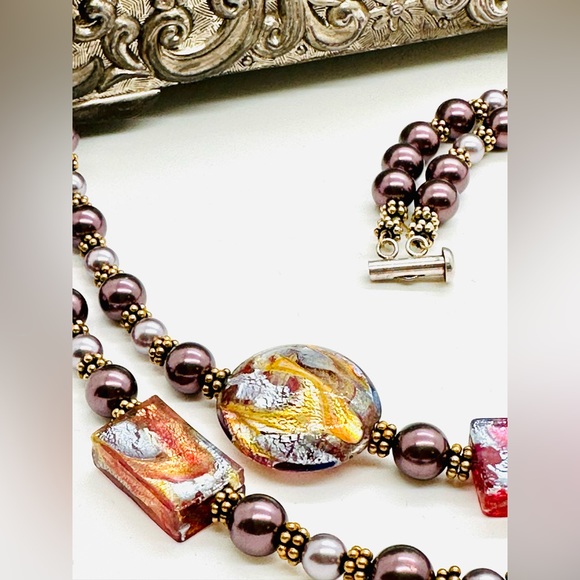 Vintage Beautiful Art Glass 925 NECKLACE - Picture 16 of 17